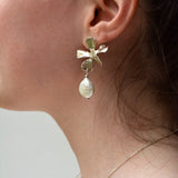 Silver Petal & Pearl Earrings