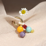 Mango Jade & Lepidolite Hoop Charm