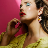 Mango Jade & Lepidolite Hoop Charm