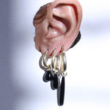 Black Onyx Drop Hoop Charm