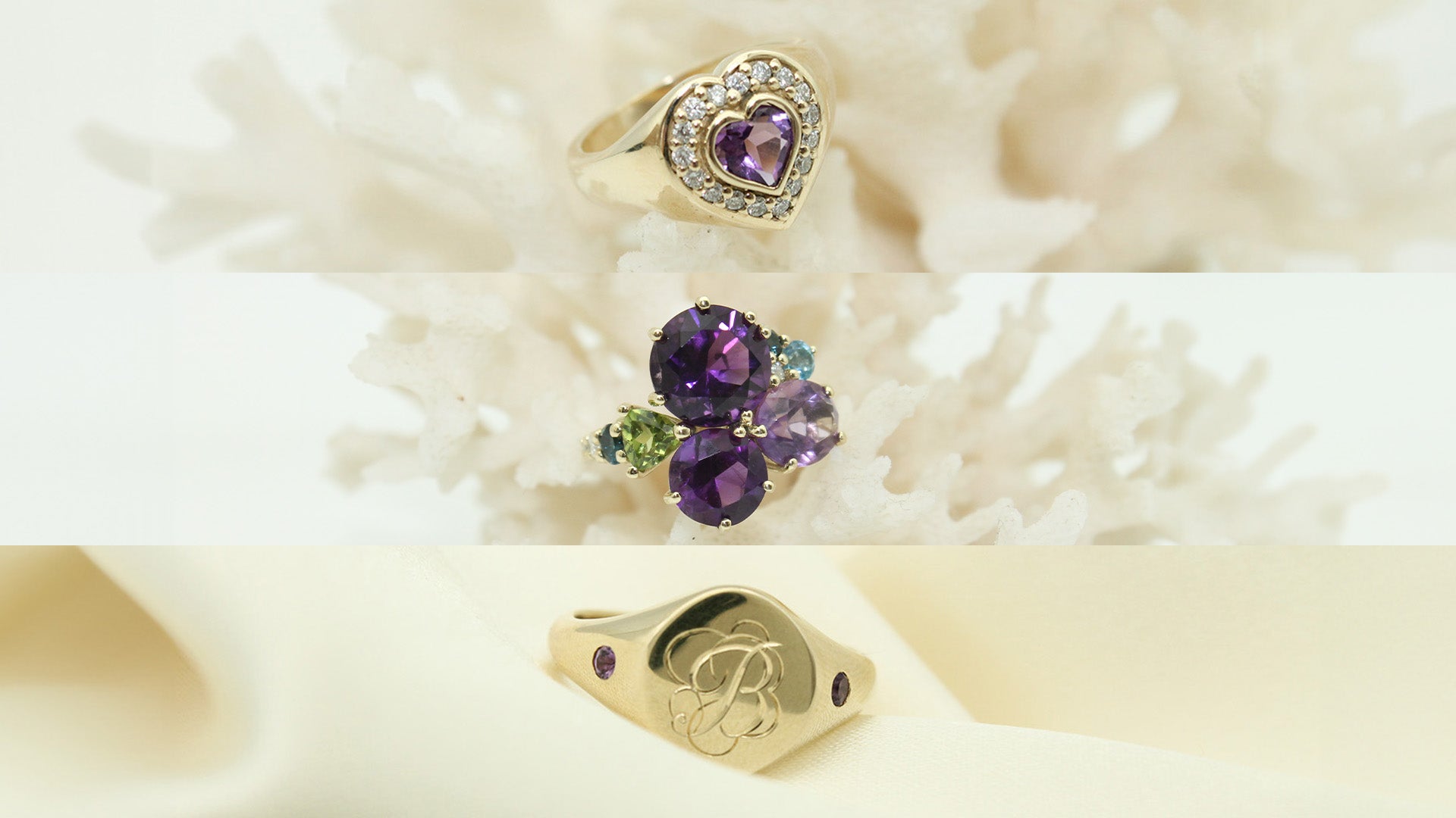 3 Custom Rings Featuring February’s Birthstone, the Amethyst