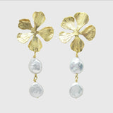 Petal & Double Pearl Earrings