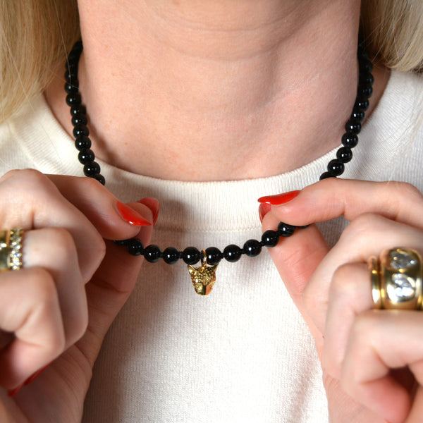 Onyx & Ingwe Face Granny Bead Necklace