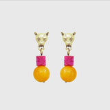 Ingwe Fuchsia Agate & Mango Jade Earrings