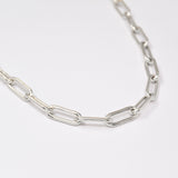 Silver Paperclip chain on a white background