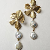 Petal & Double Pearl Earrings