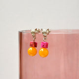 Silver Ingwe Fuchsia Agate & Mango Jade Earrings