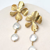 Petal & Double Pearl Earrings