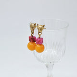 Ingwe Fuchsia Agate & Mango Jade Earrings