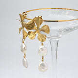 Petal & Double Pearl Earrings