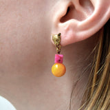 Ingwe Fuchsia Agate & Mango Jade Earrings