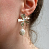 Silver Petal & Pearl Earrings