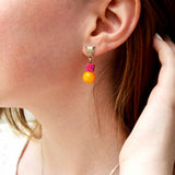 Silver Ingwe Fuchsia Agate & Mango Jade Earrings