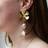 Petal & Double Pearl Earrings