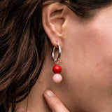Shell Coral & Pink Jade Hoop Charm