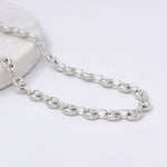Silver Gucci chain necklace on a white background