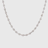 Silver Gucci chain necklace on a light gray background