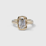 Adore engagement ring with an old-cut lab-grown diamond in an organic bezel setting on a 9ct yellow gold band