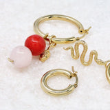 Shell Coral & Pink Jade Hoop Charm