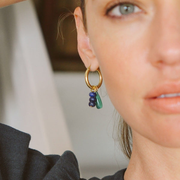 Baby Green Onyx Drop Hoop Charm