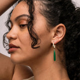 Green Onyx Drop Hoop Charm