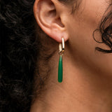 Green Onyx Drop Hoop Charm