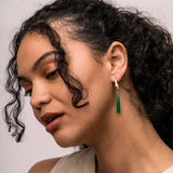 Green Onyx Drop Hoop Charm