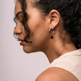 Black Onyx Pear Hoop Charm