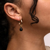 Black Onyx Pear Hoop Charm