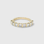 Nouveau wedding band in 9ct yellow gold with 3mm lab-grown princess-cut diamonds in bar settings