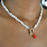 Gold Pearly Charm Necklace