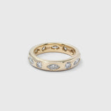 Truly wedding band in 9ct yellow gold with alternating marquise and round lab-grown diamonds in flush settings