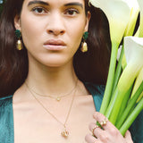 Mama Beetle & Green Onyx Earrings