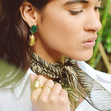 Mama Beetle & Green Onyx Earrings