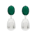 Mama Beetle & Green Onyx Earrings