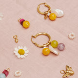 Fuchsia Agate & Mango Jade Hoop Charm