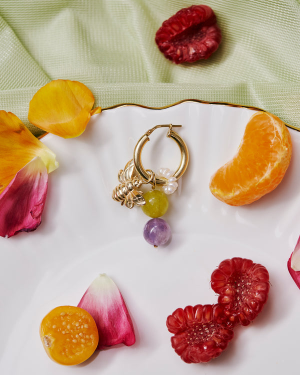 Pistachio & Lepidolite Hoop Charm