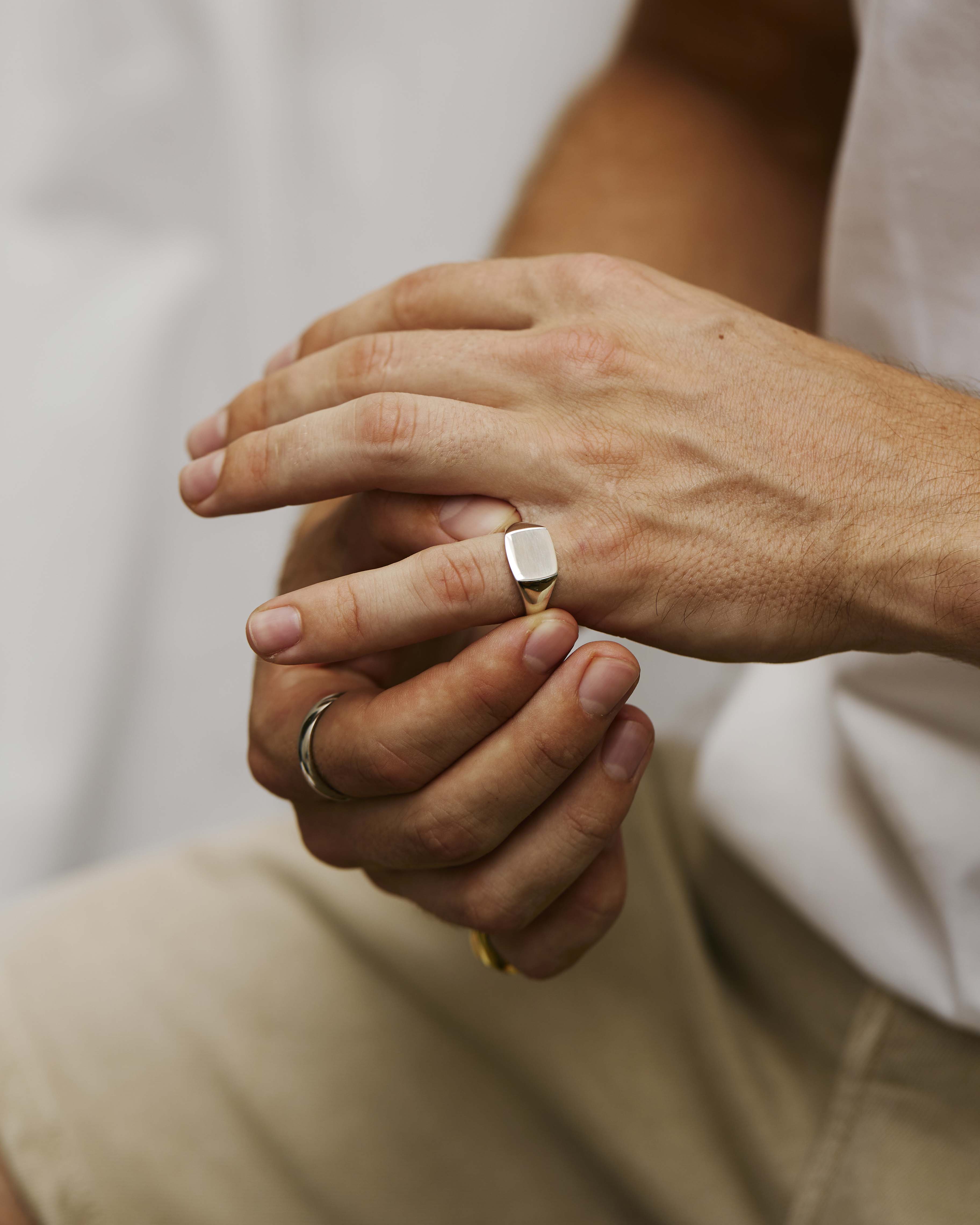 Mens Cushion Signet Ring – Anna Rosholt Jewellery