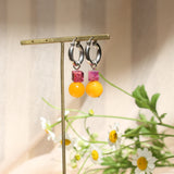 Fuchsia Agate & Mango Jade Hoop Charm