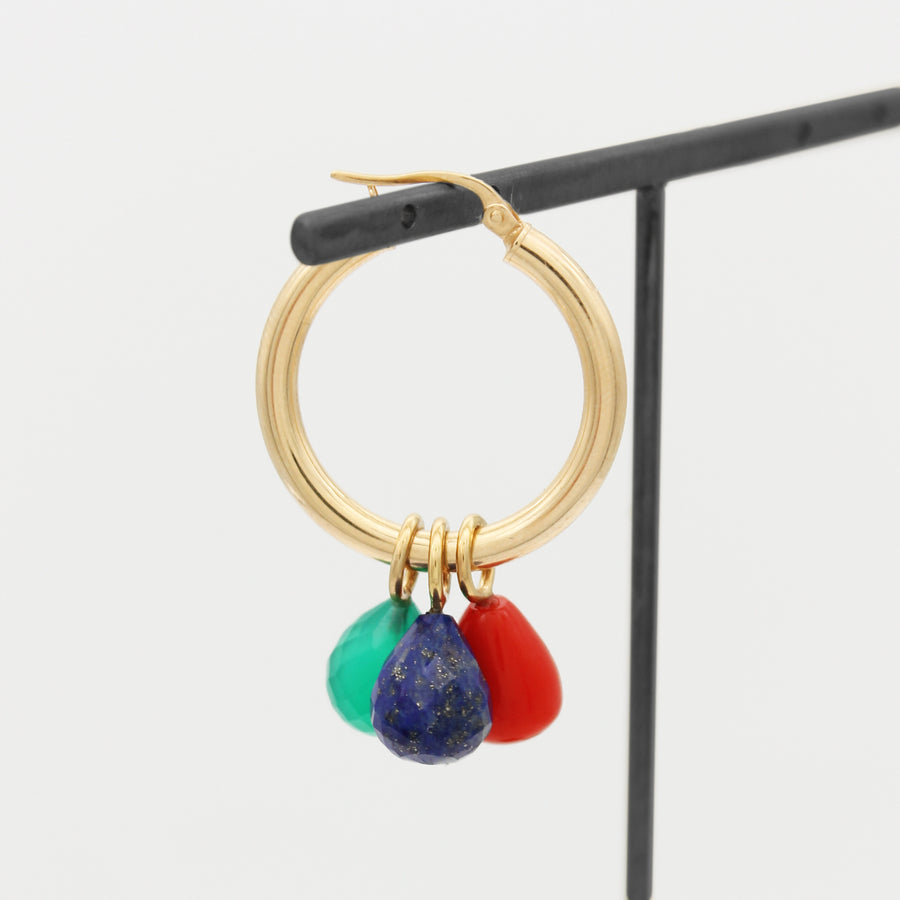 Coral Pear Hoop Charm