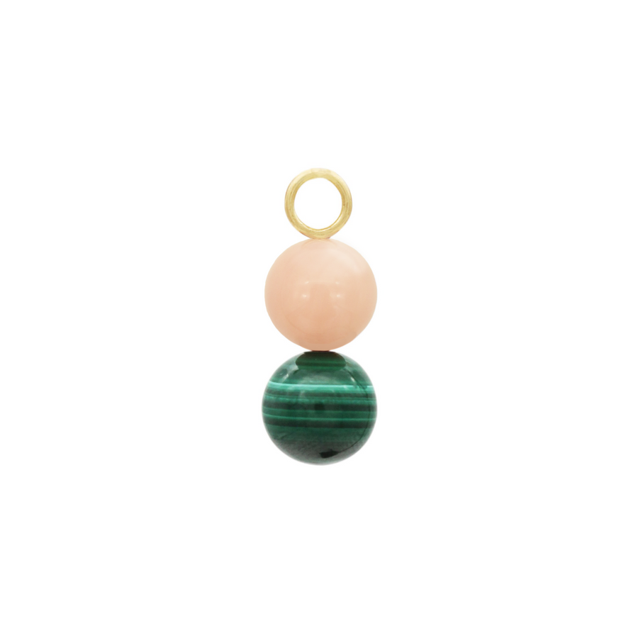 Pink Jade & Malachite Hoop Charm